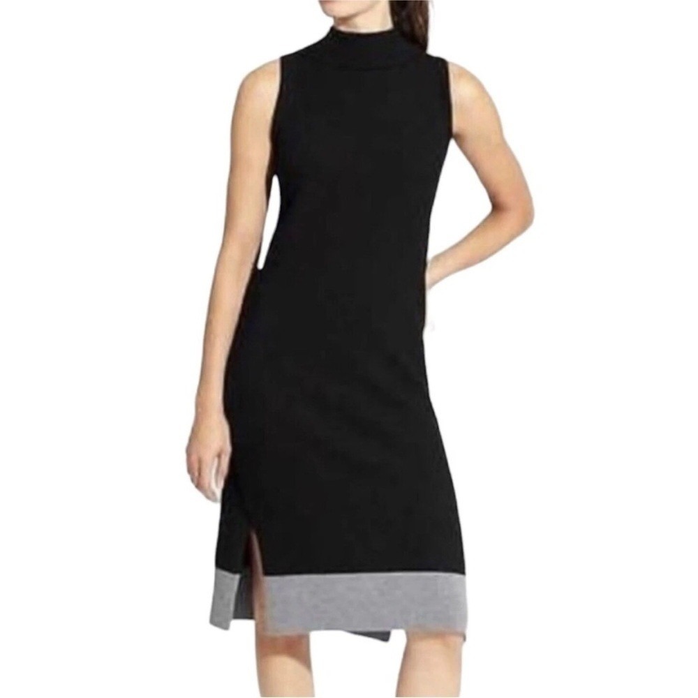 Athleta Mock Neck Sweater Dress Sleeveless Ribbed Knit Midi XL Minimalist